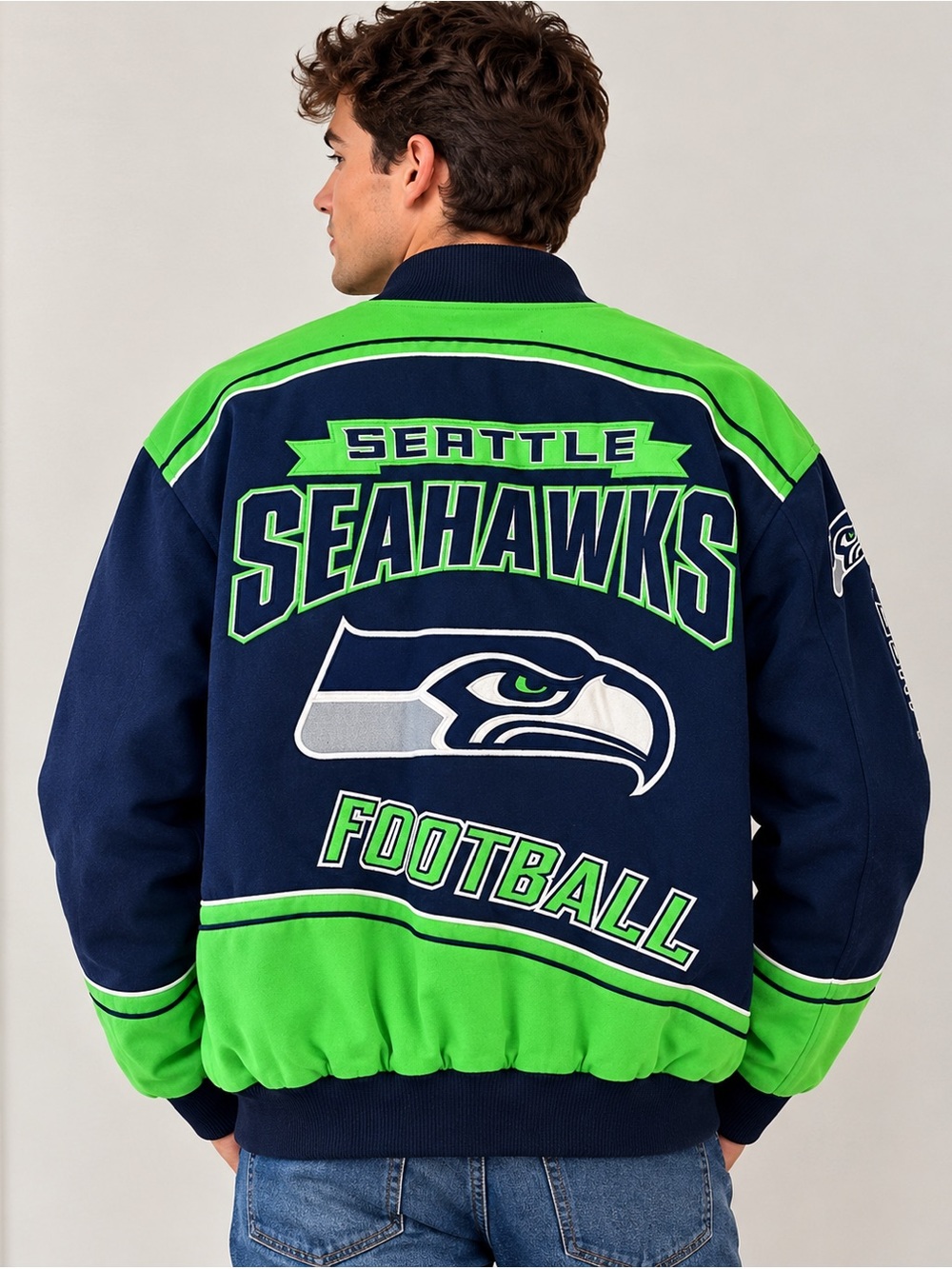 NFL Seahawks Medium Jacket - Green and Navy - Picture 3 of 6